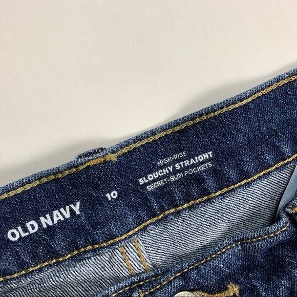 Old Navy High Rise Slouchy Straight Distressed Jeans Sz 10 - Picture 5 of 10